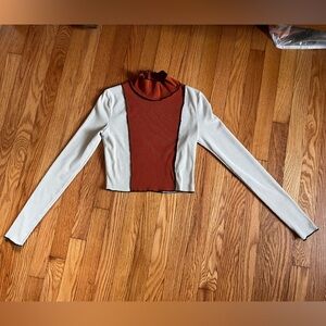 Cider Terracotta and White Ribbed crop Top size xs